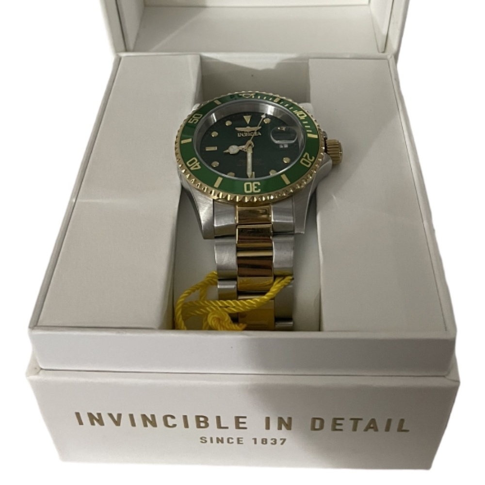Invicta Green Face Two Tone Watch